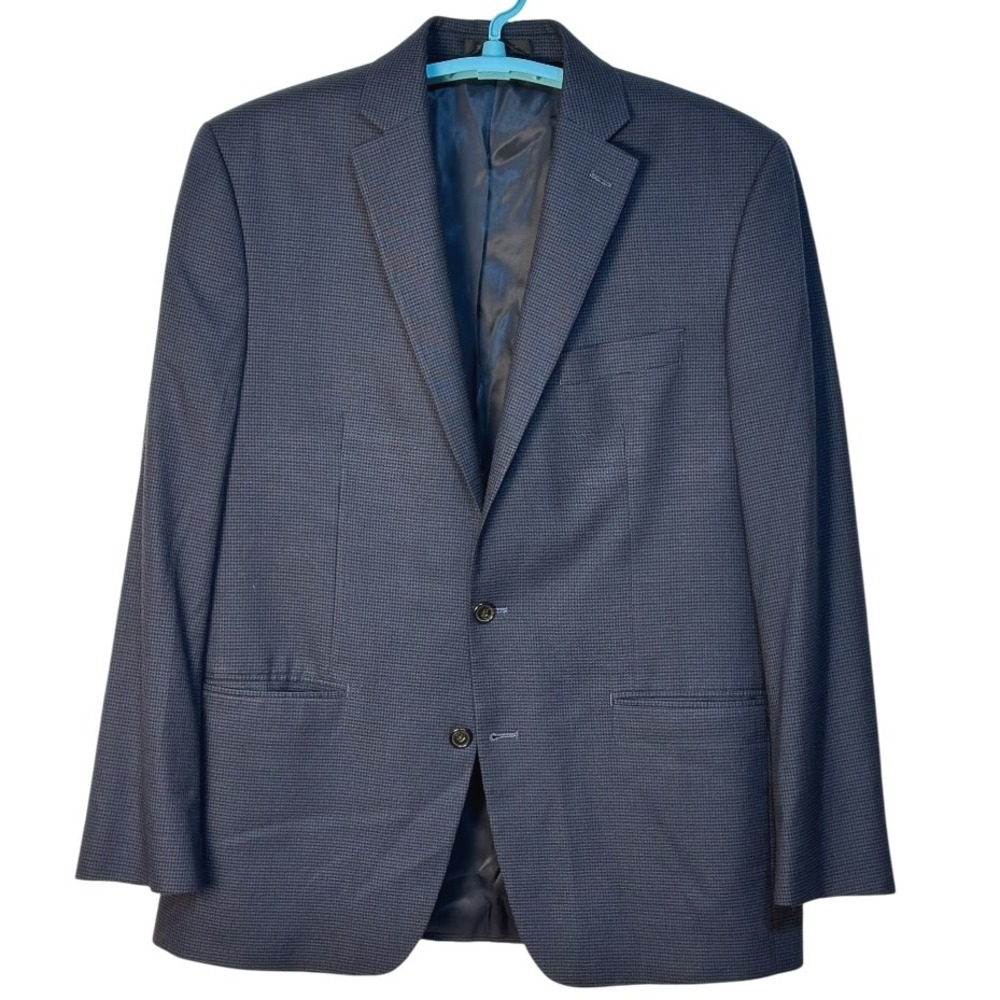 Lauren Ralph Lauren Blue Houndstooth Two Button‎ Blazer Suit Jacket 43L